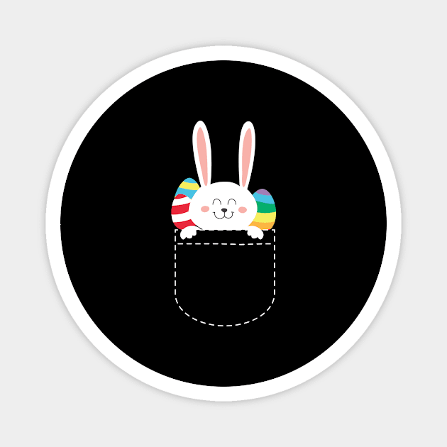 Cute Easter Bunny And Easter Eggs In A Pocket Magnet by BUBLTEES